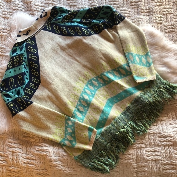 Anthropologie Gypsy05 Aruna Intarsia Drape Knit Fringe Cardigan - Picture 7 of 9